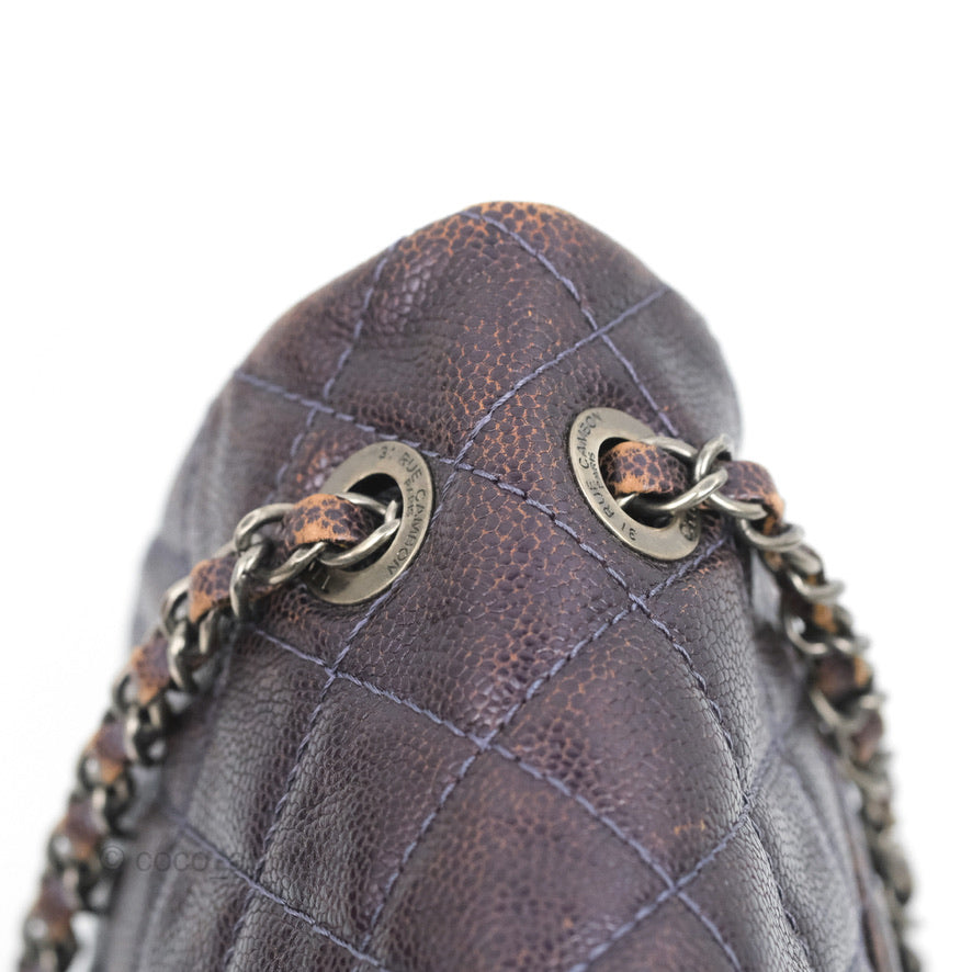 Chanel Jumbo Easy Flap Bag Caviar Dark Purple Ruthenium Hardware