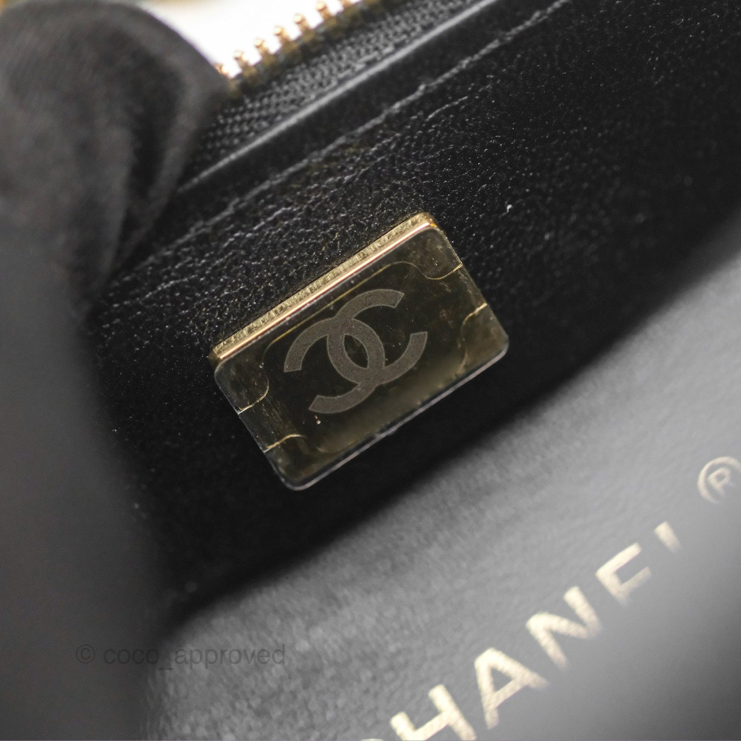 Chanel Top Handle Vanity Case Black Lambskin Aged Gold Hardware 22A