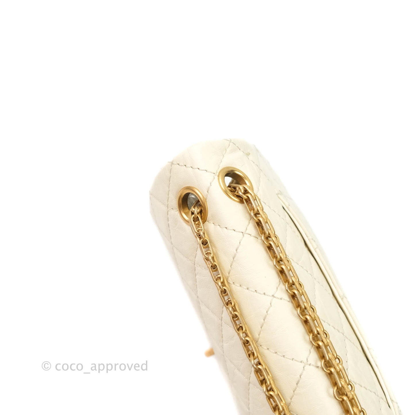 Chanel Mini Reissue 224 White Aged Calfskin Aged Gold Hardware