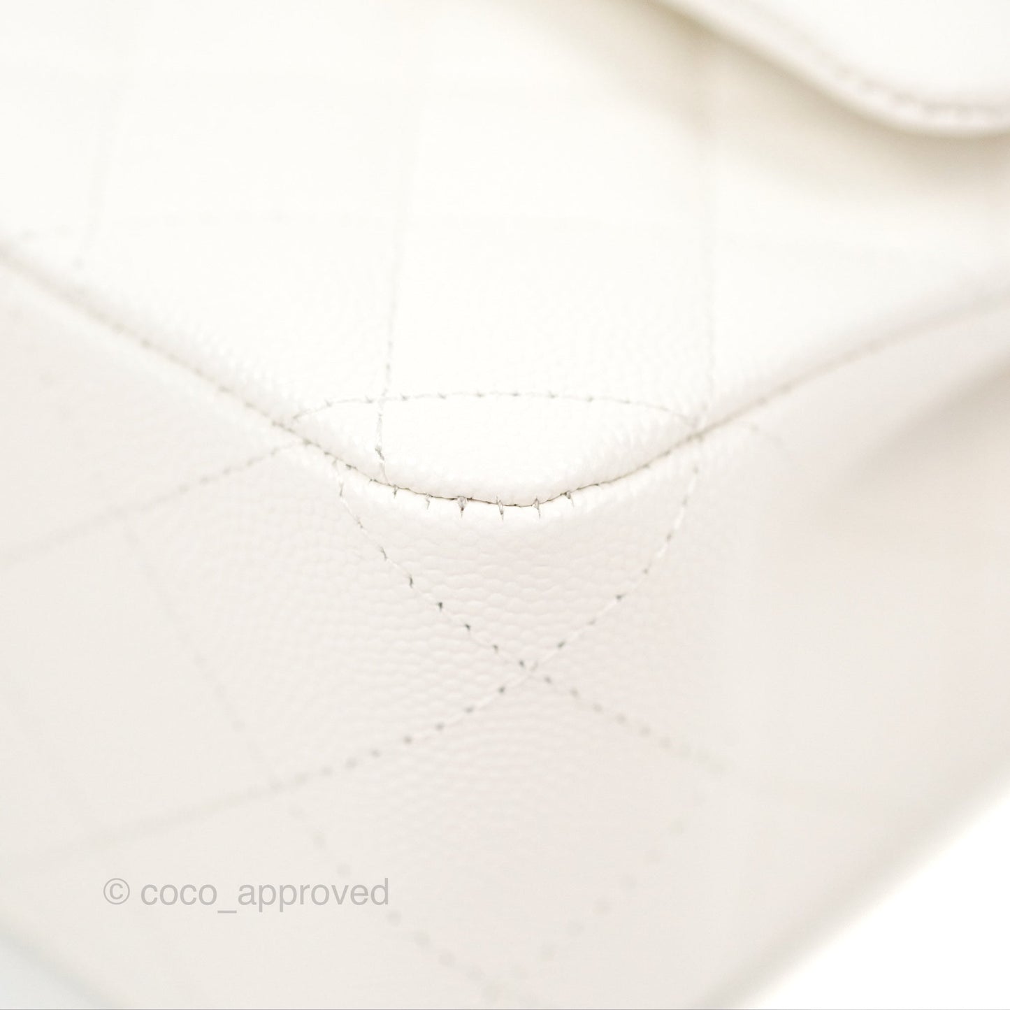 Chanel Classic M/L Medium Flap Quilted White Caviar Gold Hardware