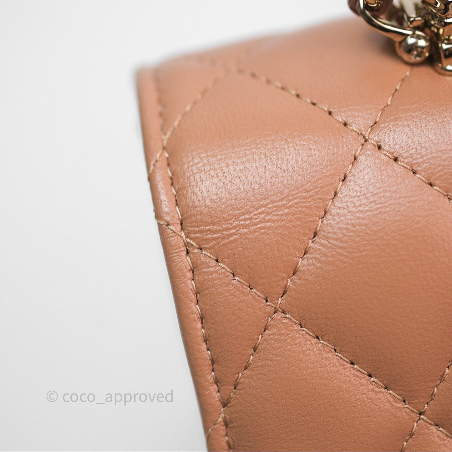 Chanel Mini Crystal Top Handle Wallet On Chain WOC Dark Beige Lambskin Gold Hardware