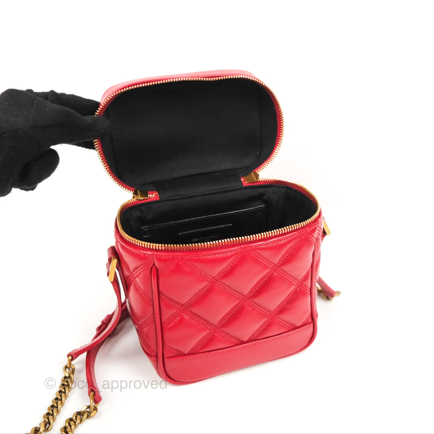 Saint Laurent 80's Vanity Bag Quilted Red Grained Calfskin