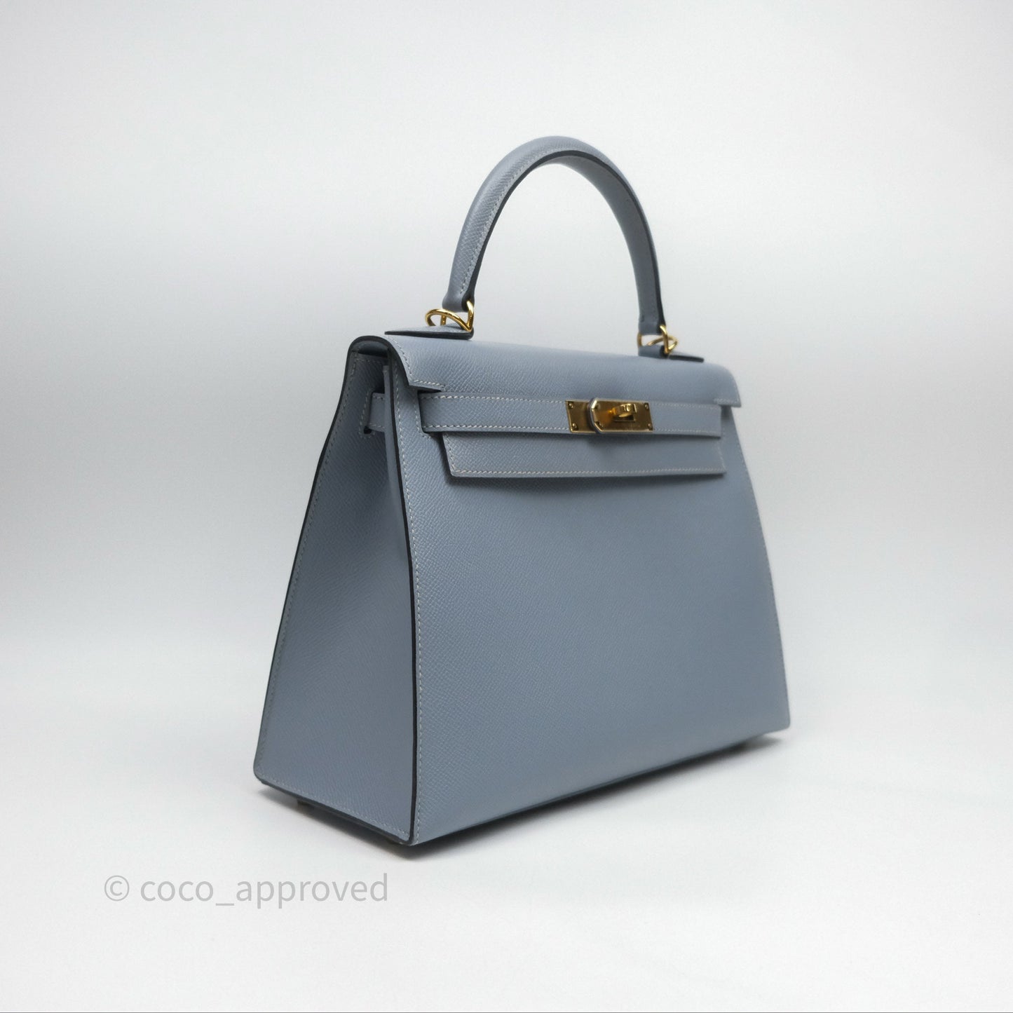 Hermès Kelly II 28 Sellier Bleu Lin J7 Epsom Gold Hardware