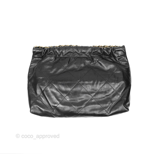 Chanel 22 East West Bag Black Shiny Crumpled Calfskin