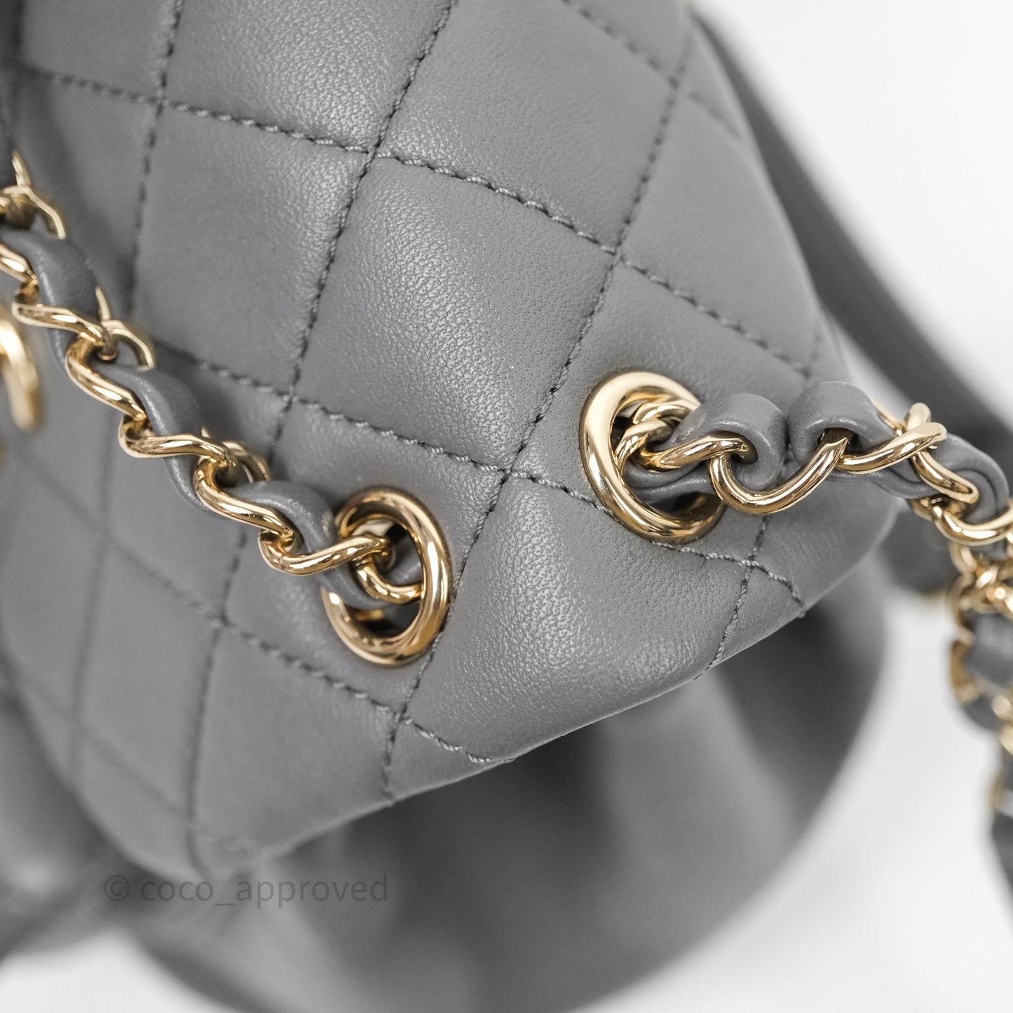 Chanel Small Duma Drawstring Backpack Grey Lambskin Gold Hardware