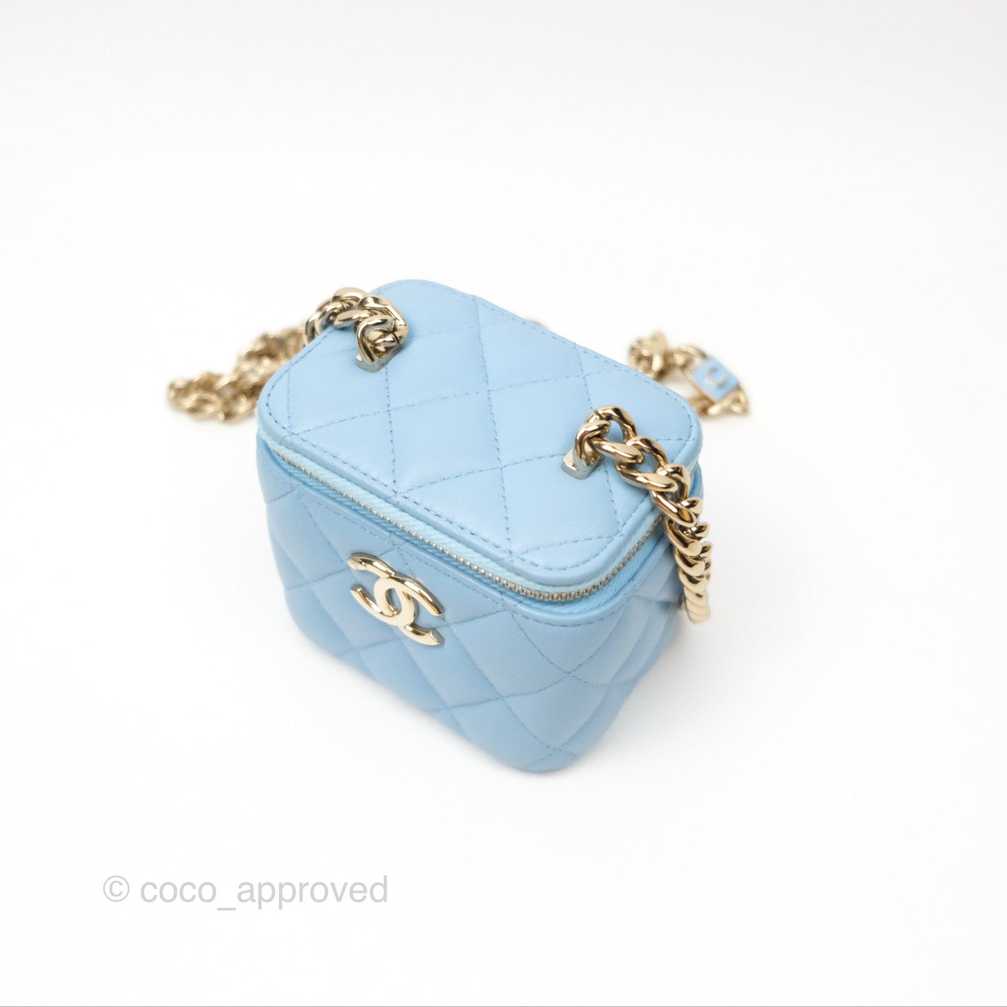 Chanel Mini Vanity Coco Chain Blue Lambskin Gold Hardware