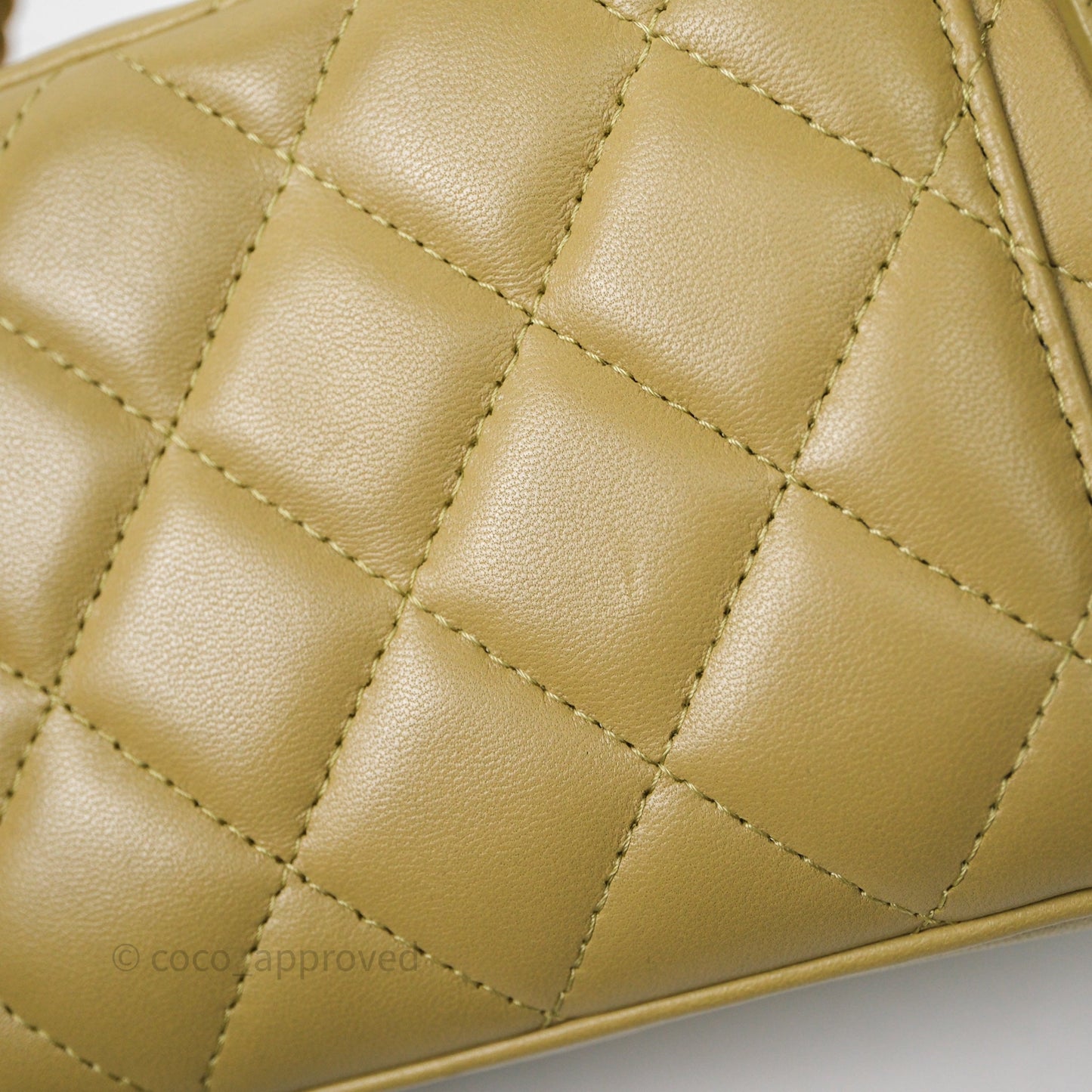 Chanel Top Handle Vanity with Chain Olive Green Lambskin Aged Gold Hardware