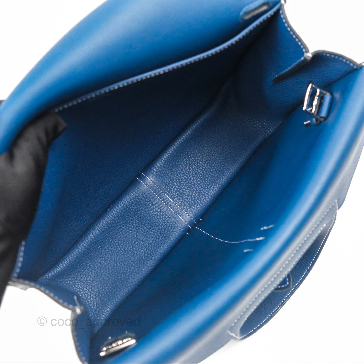 Hermès Halzan 31 Deep Blue S4 Clemence Palladium Hardware