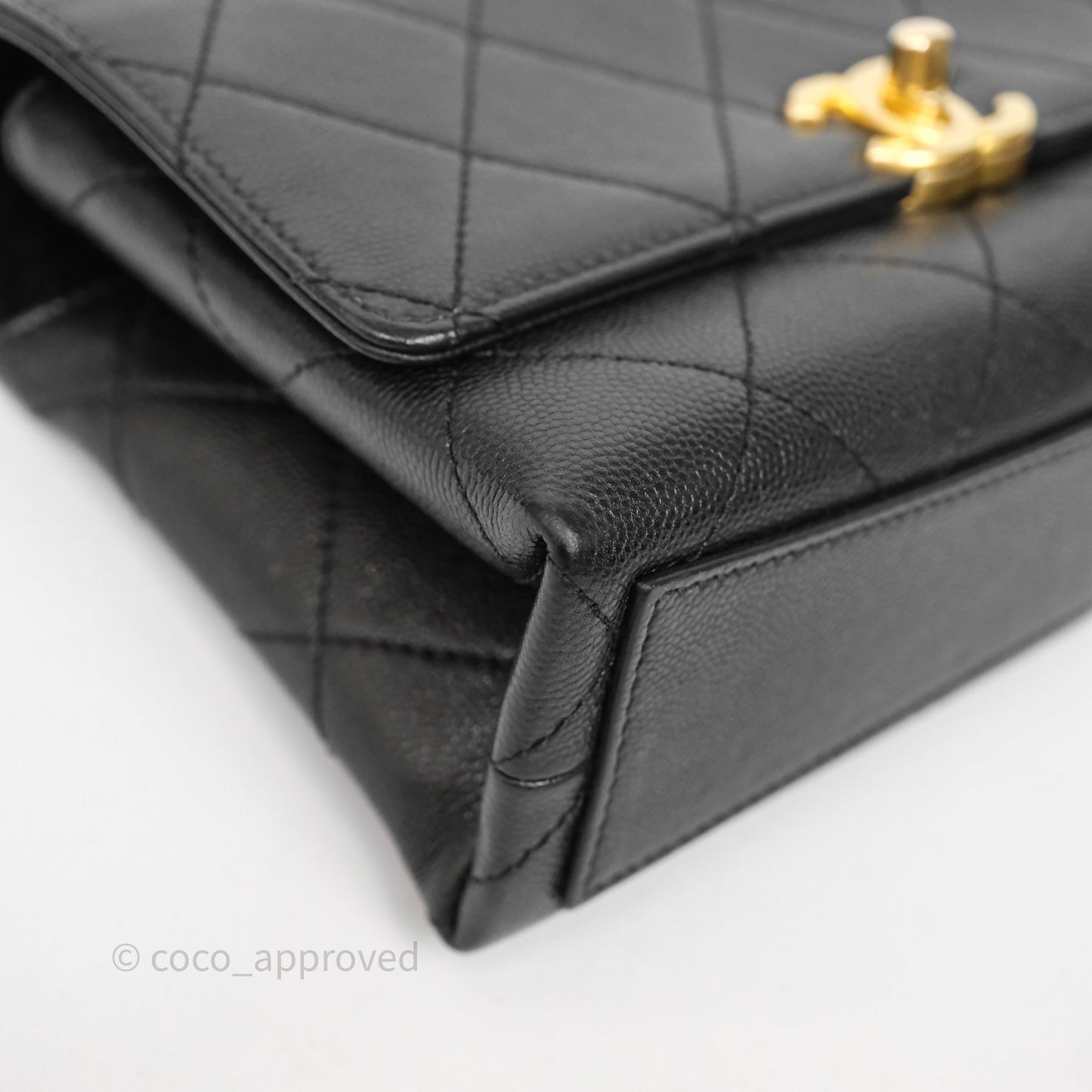 Chanel Mini Bracelet On Chain Flap Bag Flat Quilted Black Caviar Aged Gold Hardware