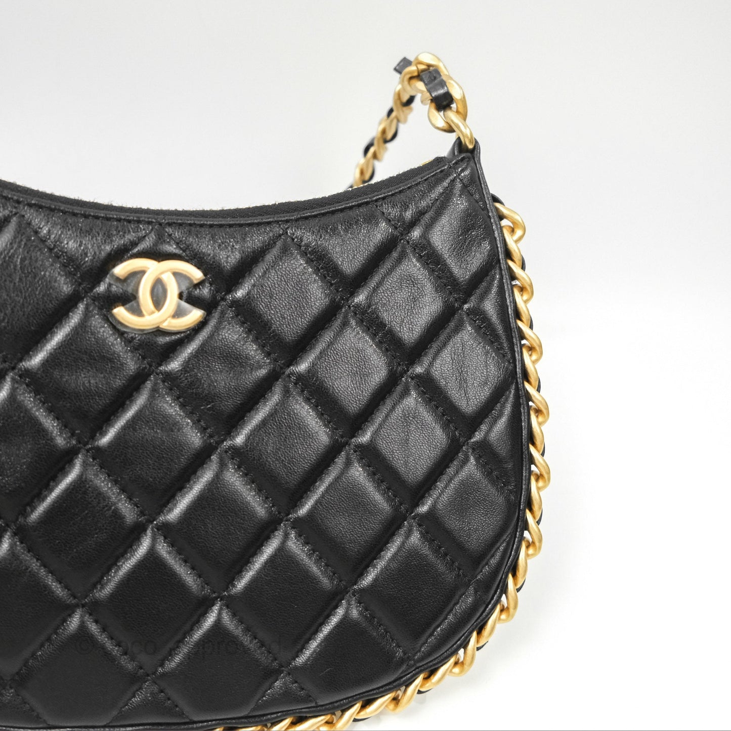 Chanel Chain Around Hobo Bag Black Lambskin Aged Gold Hardware 23B