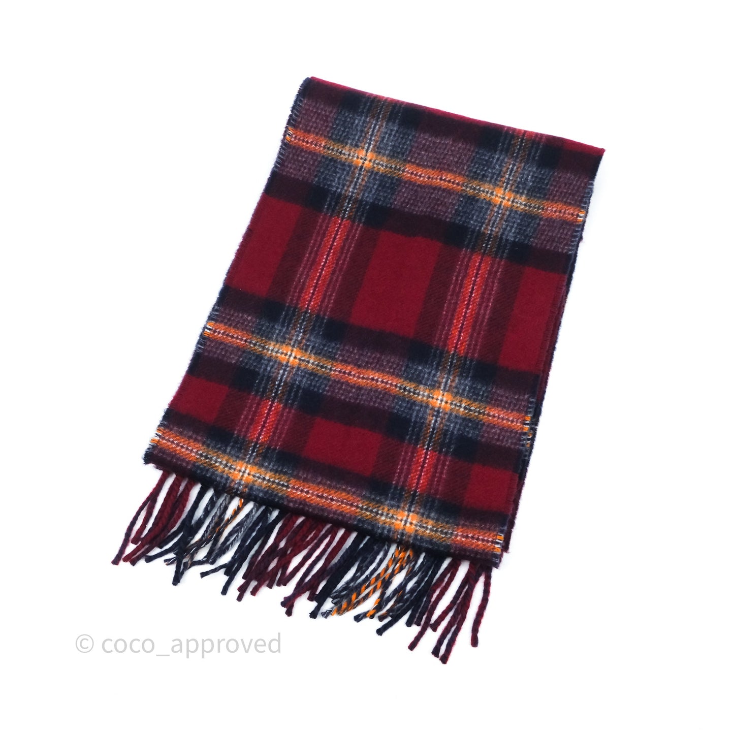 Hermès Reversible Cashmere Scarf Navy / Red Checked Pattern