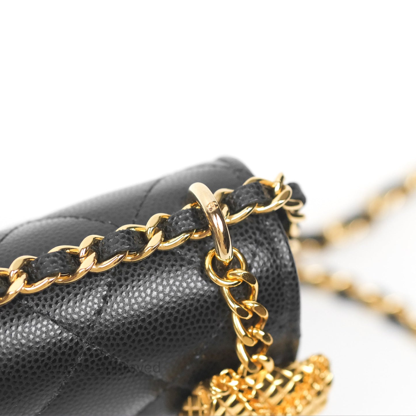 Chanel Mini WOC Bag Charm Black Caviar Gold Hardware