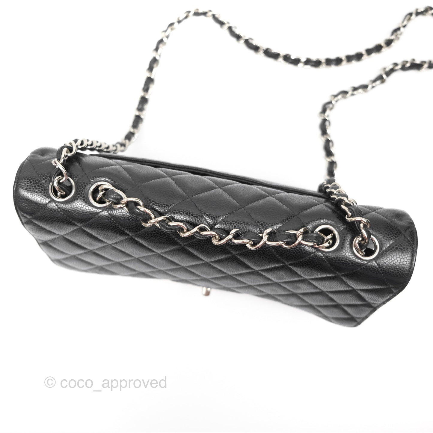Chanel Jumbo Single Flap Quilted Black Caviar Silver Hardware