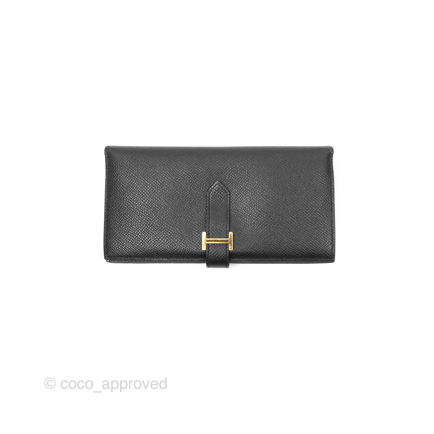 Hermès Bearn Long Wallet Black Noir 89 Epsom Gold Hardware