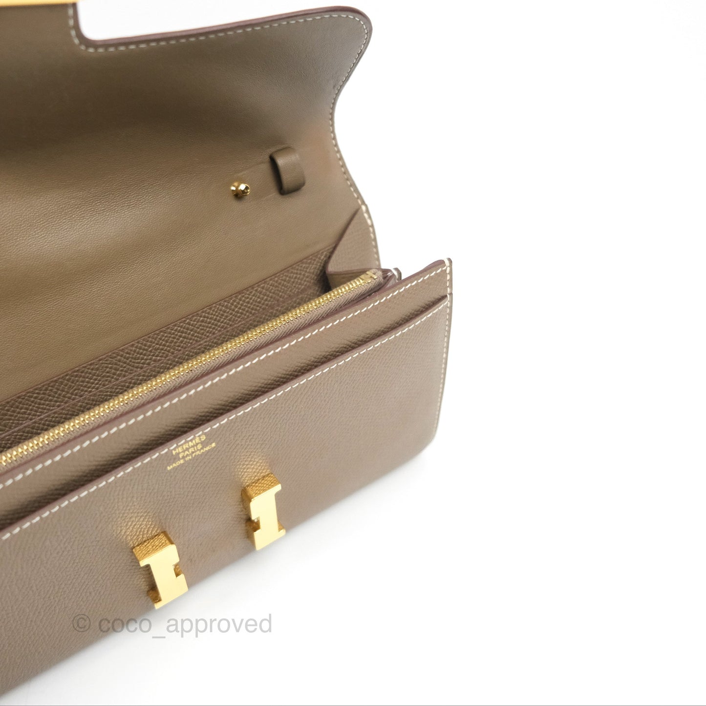 Hermès Constance To Go Wallet Etoupe Epsom Gold Hardware