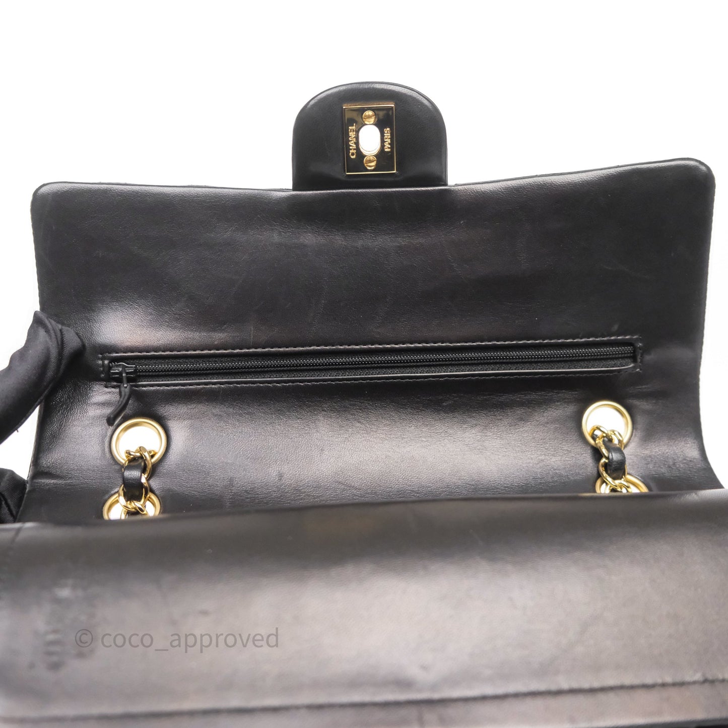 Chanel Classic M/L Medium Flap Quilted Black Lambskin Gold Hardware