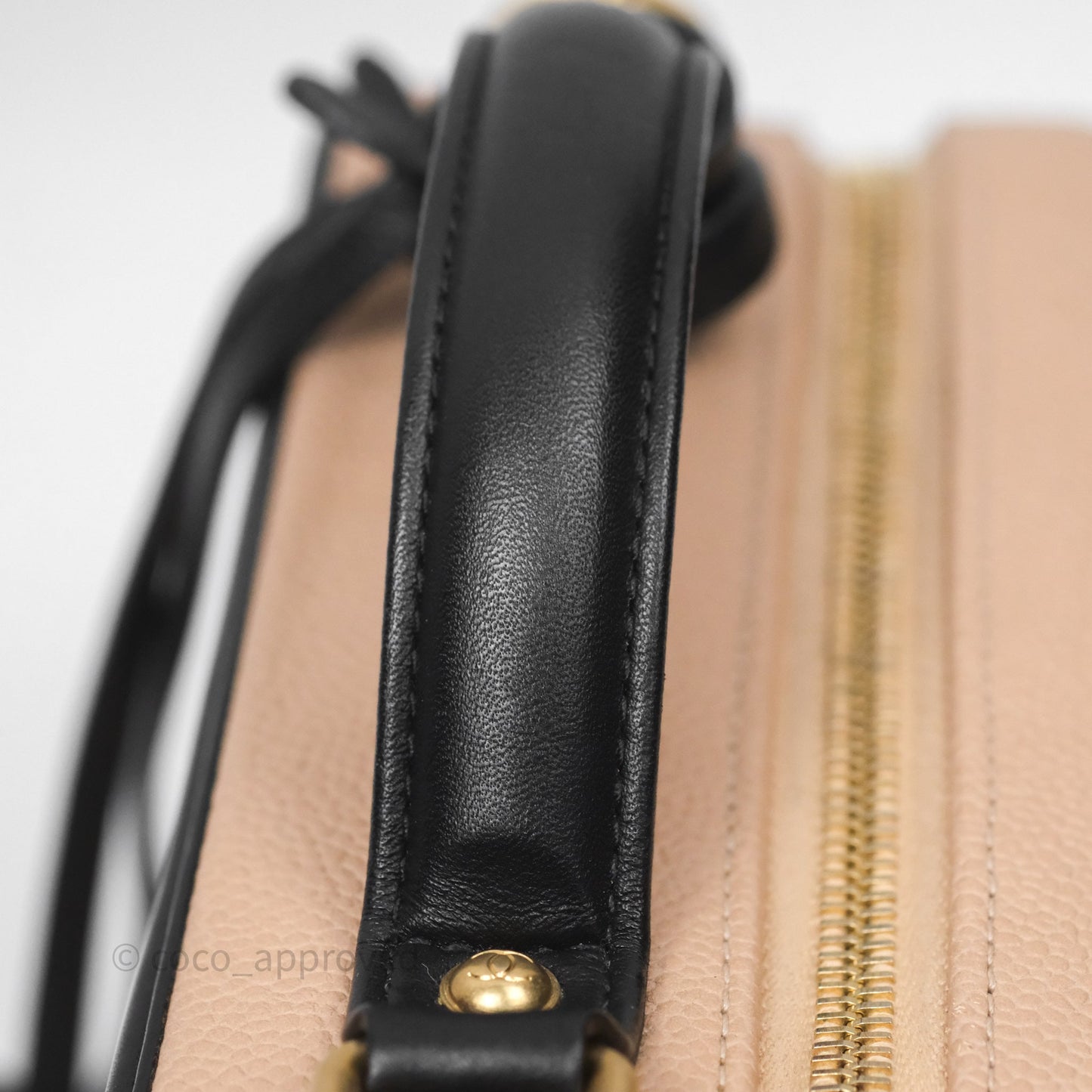 Chanel Quilted Medium CC Filigree Vanity Case Beige Caviar Gold Hardware
