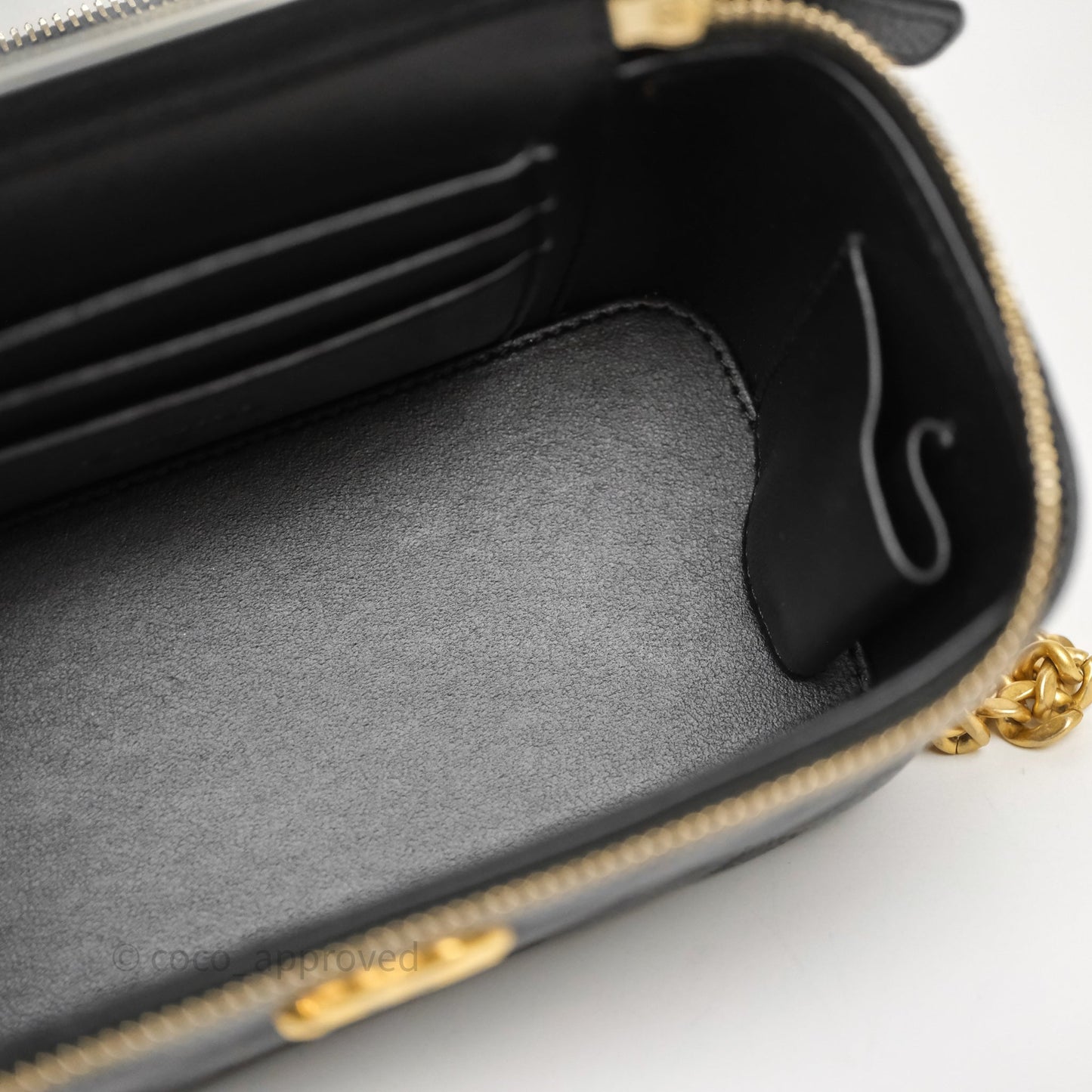 Chanel Vanity with Heart Adjustable Chain Black Caviar Aged Gold Hardware