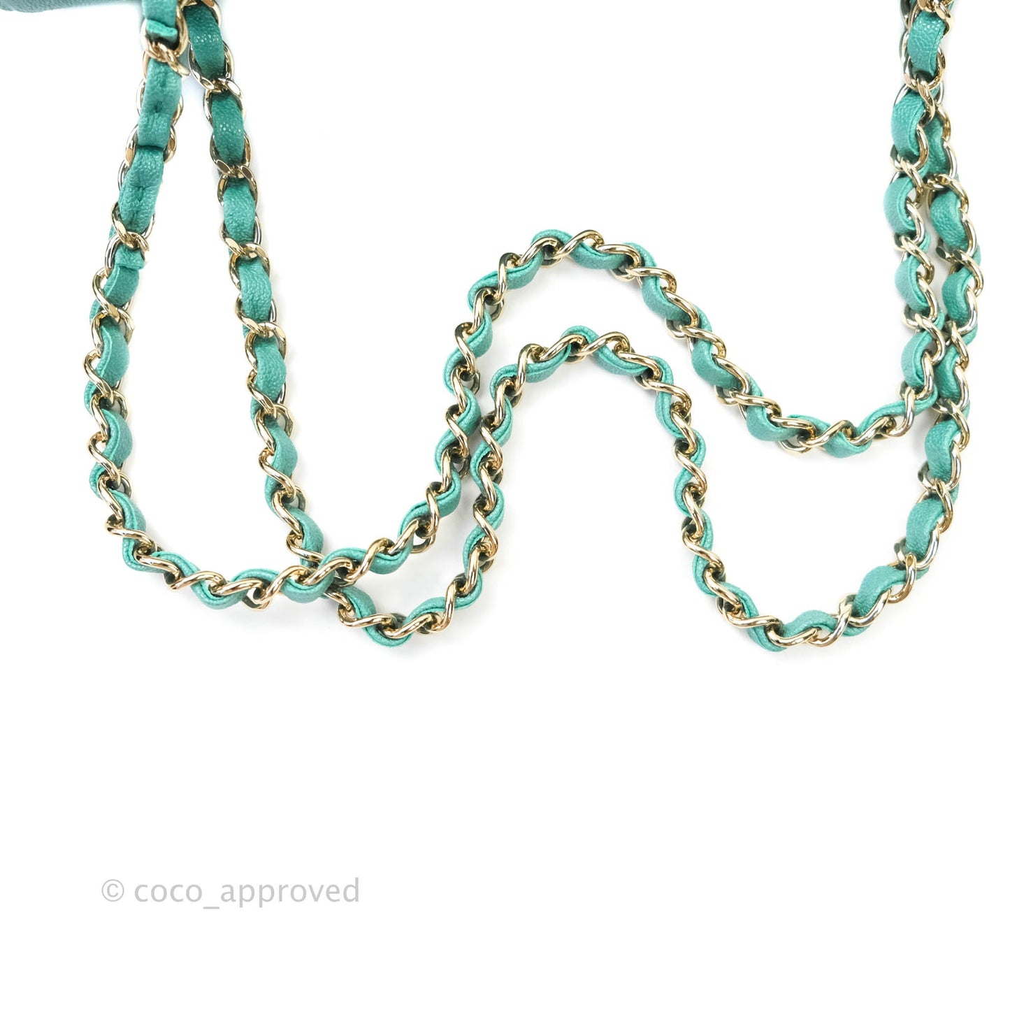 Chanel Classic M/L Medium Double Flap Iridescent Turquoise Caviar Gold Hardware 19S