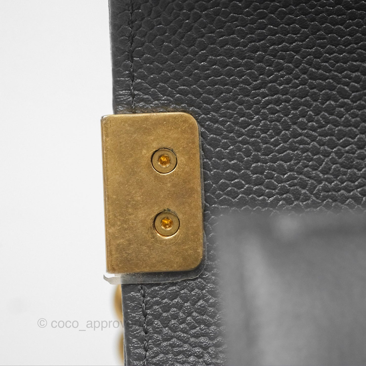 Chanel Boy Messenger Bag Grey Caviar Aged Gold Hardware