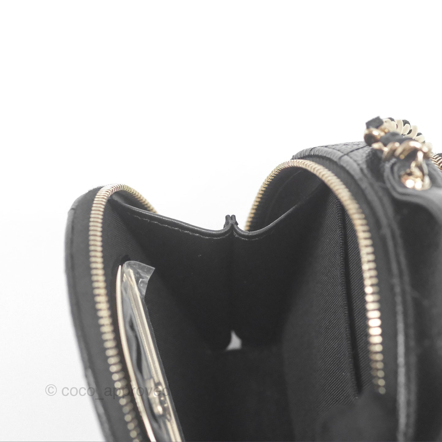 Chanel Mini Round Vanity Bag Handle With Care Black Caviar Gold Hardware