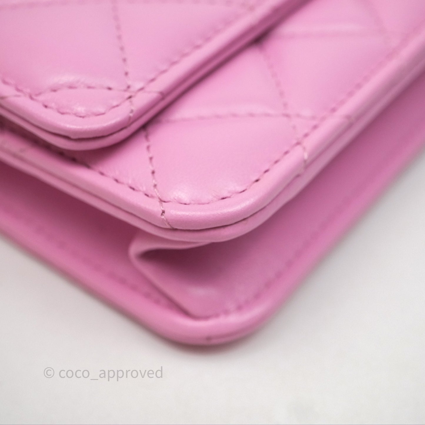 Chanel CC Chain Wallet On Chain WOC Pink Lambskin Aged Gold Hardware