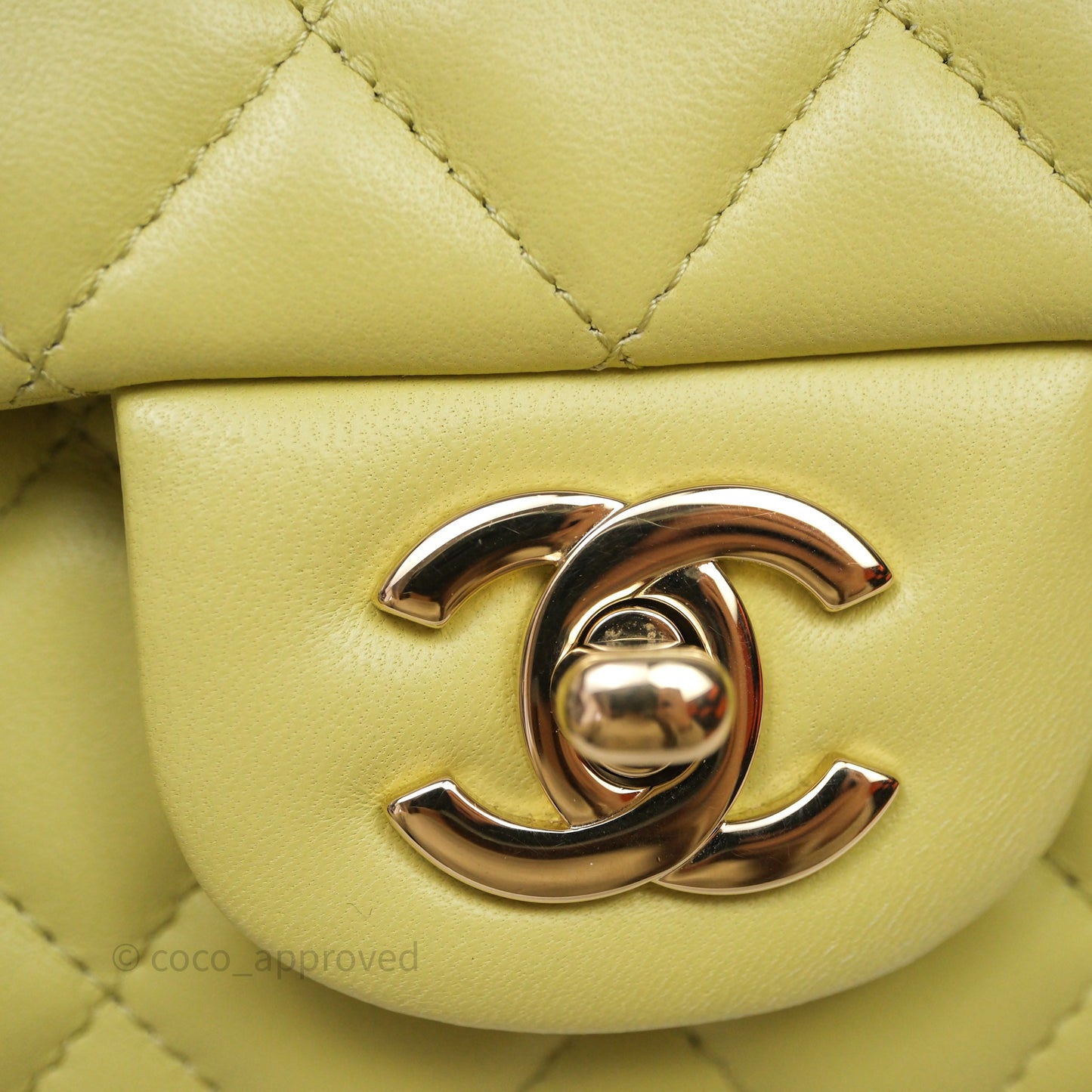 Chanel Mini Rectangular Flap Quilted Green Lambskin Gold Hardware