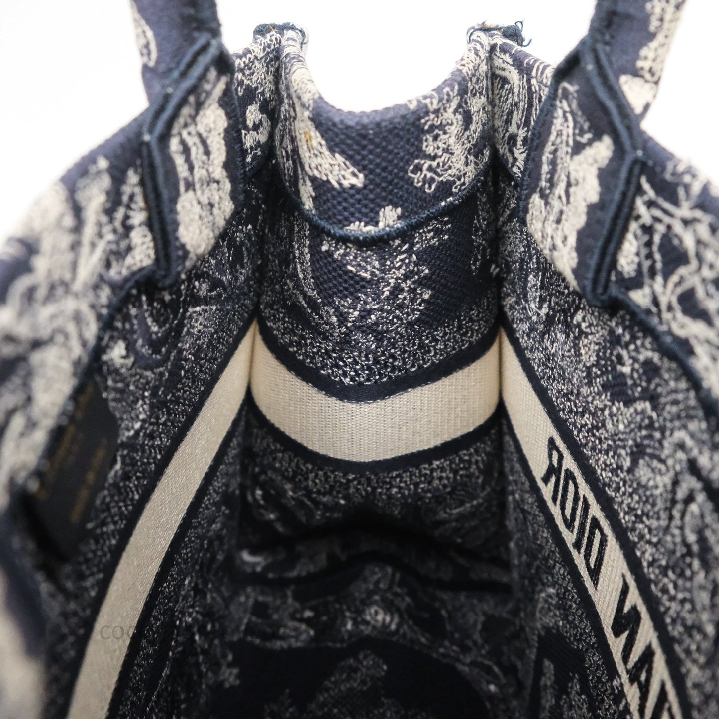 Dior New Small Book Tote Embroidered Toile De Jouy Navy
