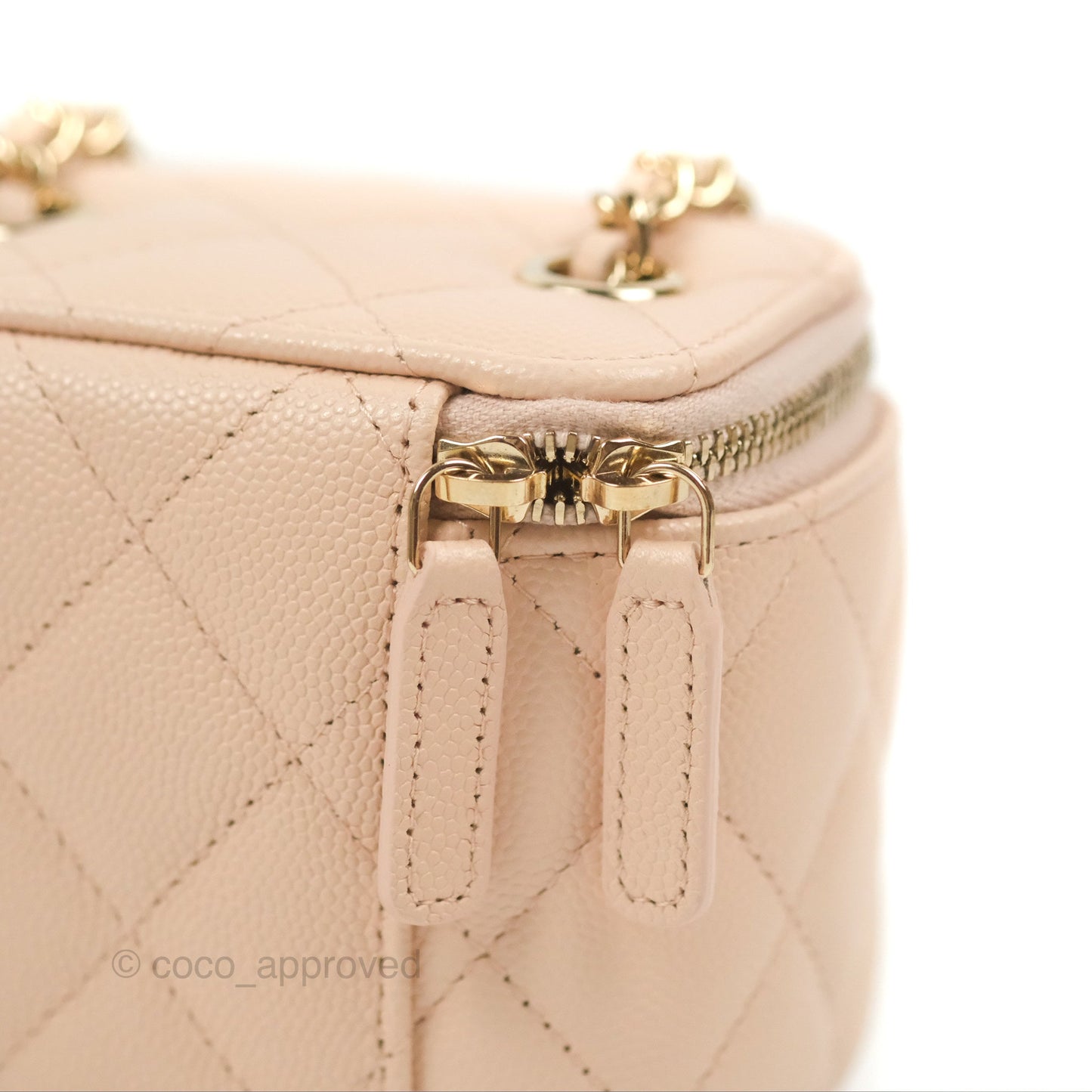 Chanel Mini Vanity With Chain Beige Pink Caviar Gold Hardware