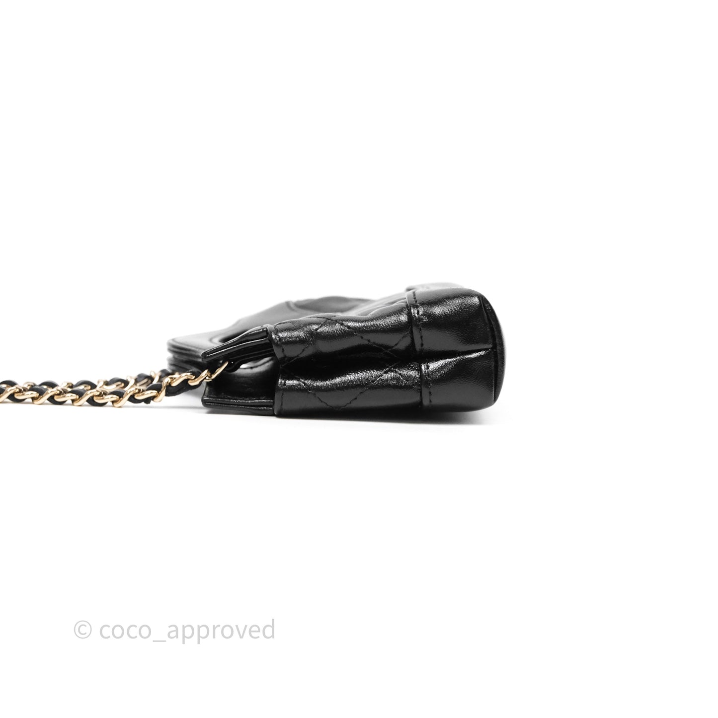 Chanel Micro 31 Clutch With Chain Black Shiny Calfskin Gold Hardware