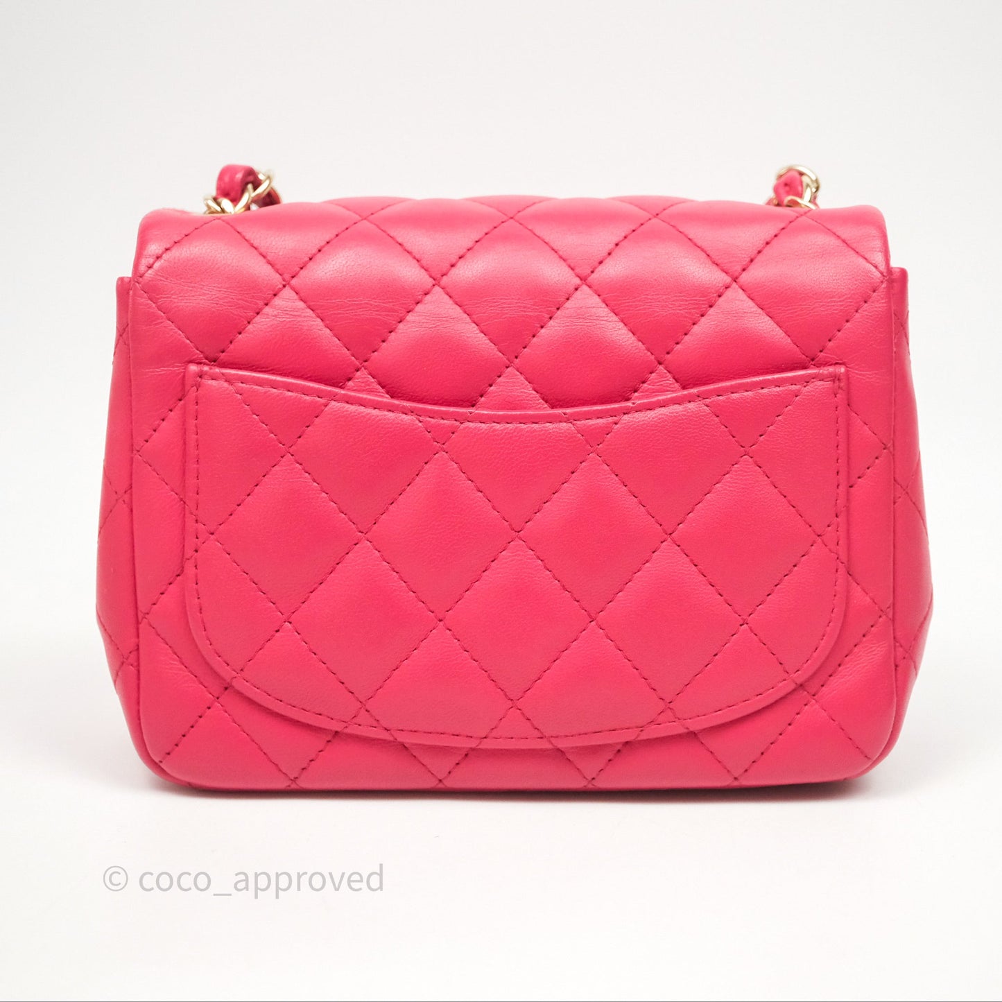 Chanel Mini Square Flap Quilted Dark Pink Lambskin Gold Hardware