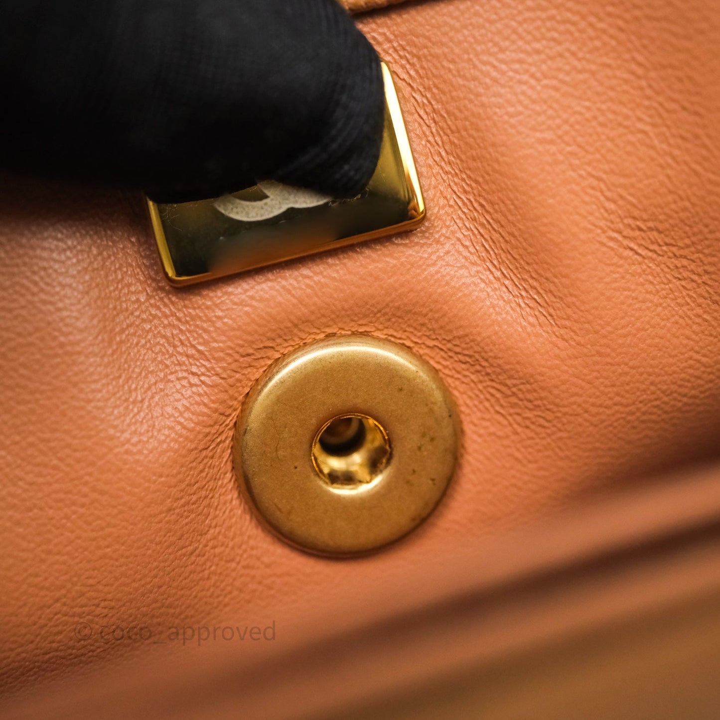 Chanel Small Coco Handle with Chain Handle Beige Caviar Aged Gold Hardware 23P