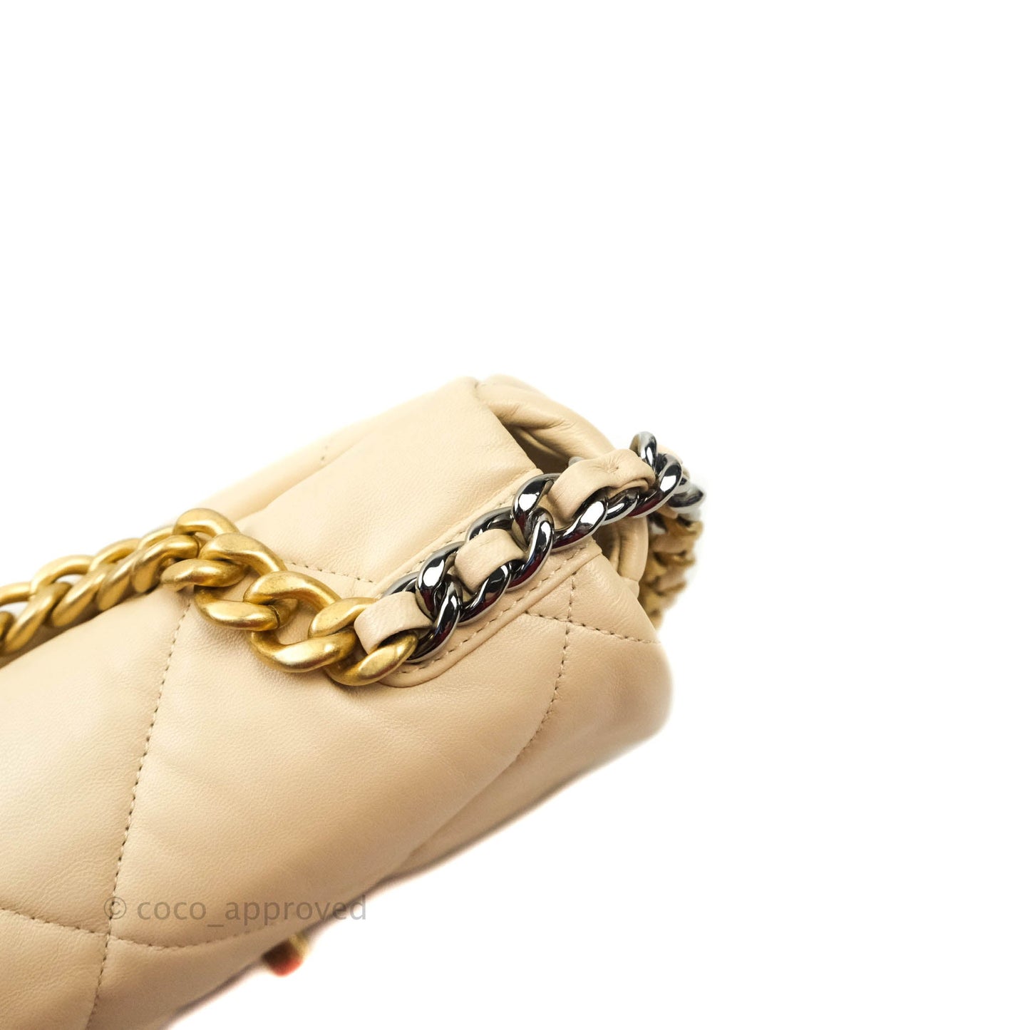 Chanel 19 Small Beige Goatskin Mixed Hardware