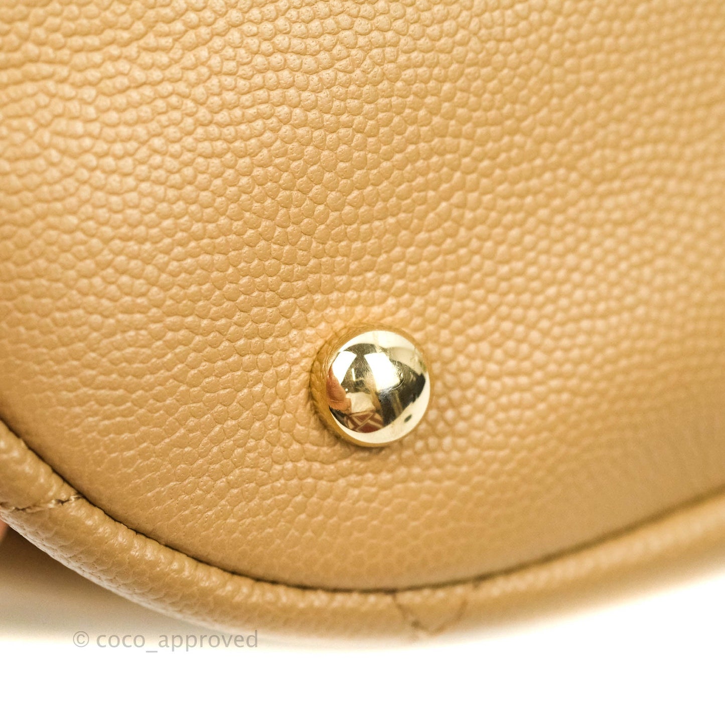 Chanel Caviar Quilted Rolled Up Bucket Drawstring Bag Beige Gold Hardware 19B
