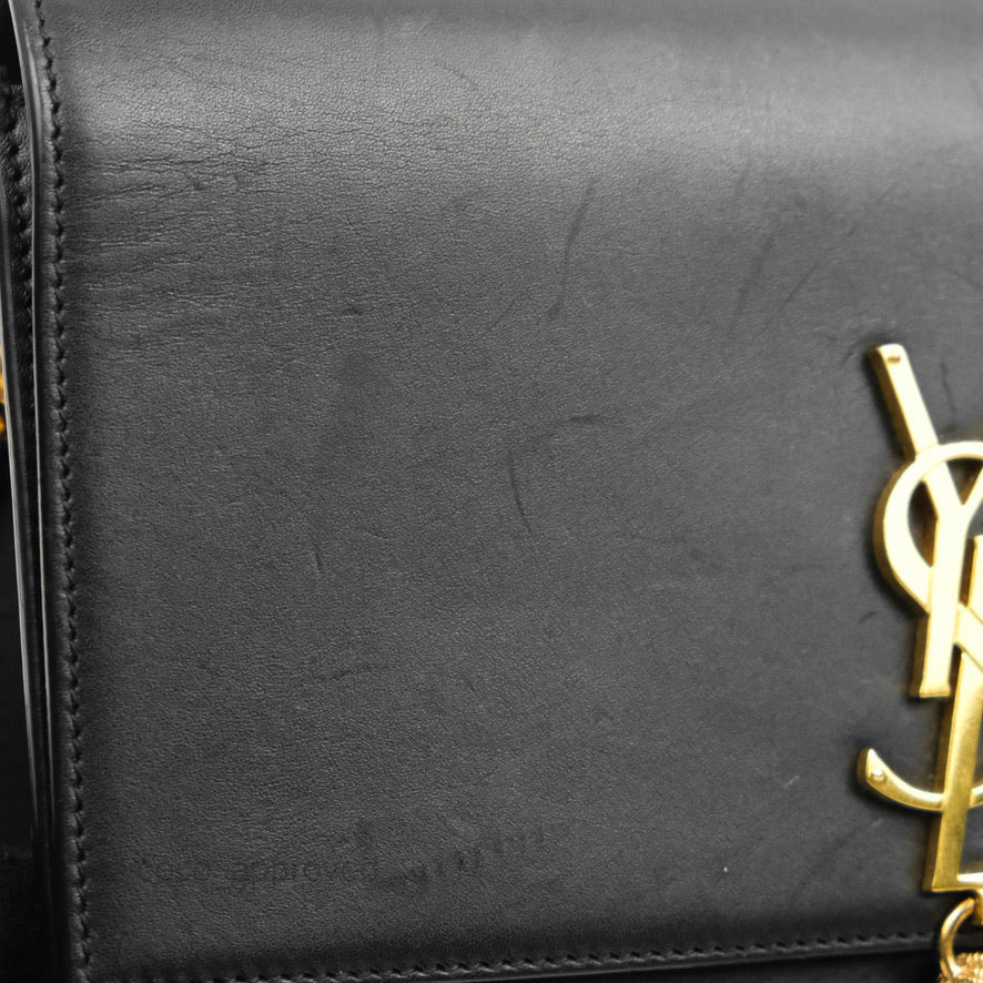Saint Laurent Medium Kate Tassel Chain Bag Black Smooth Calfskin Gold Hardware