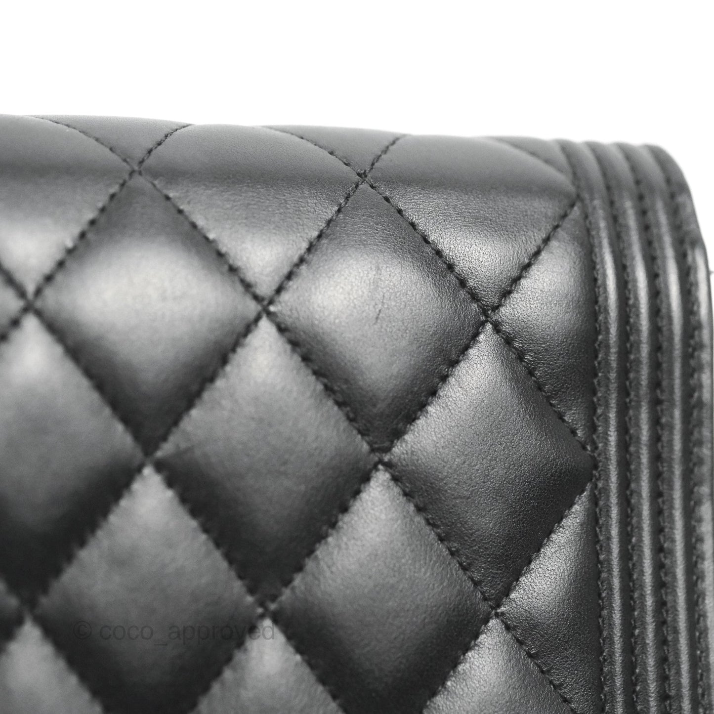 Chanel Quilted Boy Wallet on Chain WOC Black Lambskin Silver Hardware