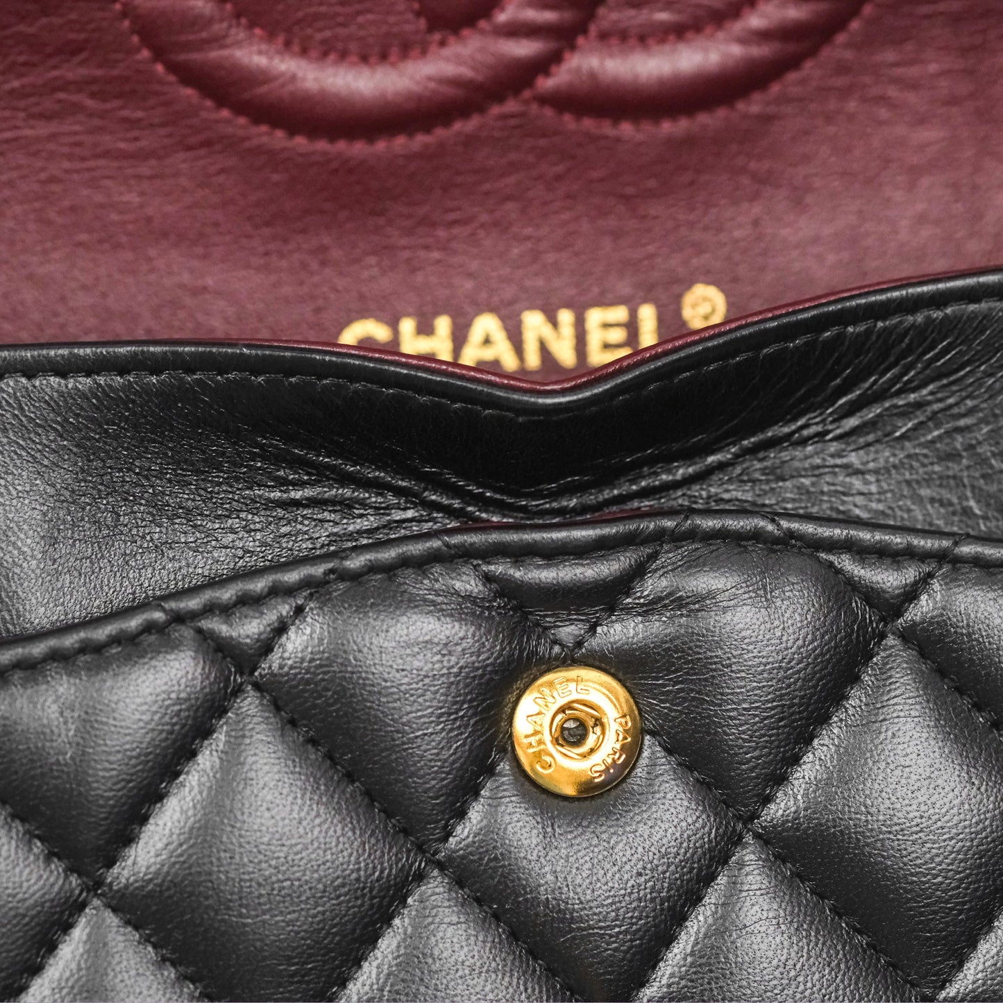 Chanel Classic M/L Medium Flap Quilted Black Lambskin 24K Gold Hardware