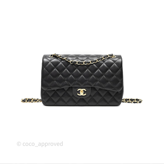 Chanel Jumbo Double Flap Black Lambskin Gold Hardware