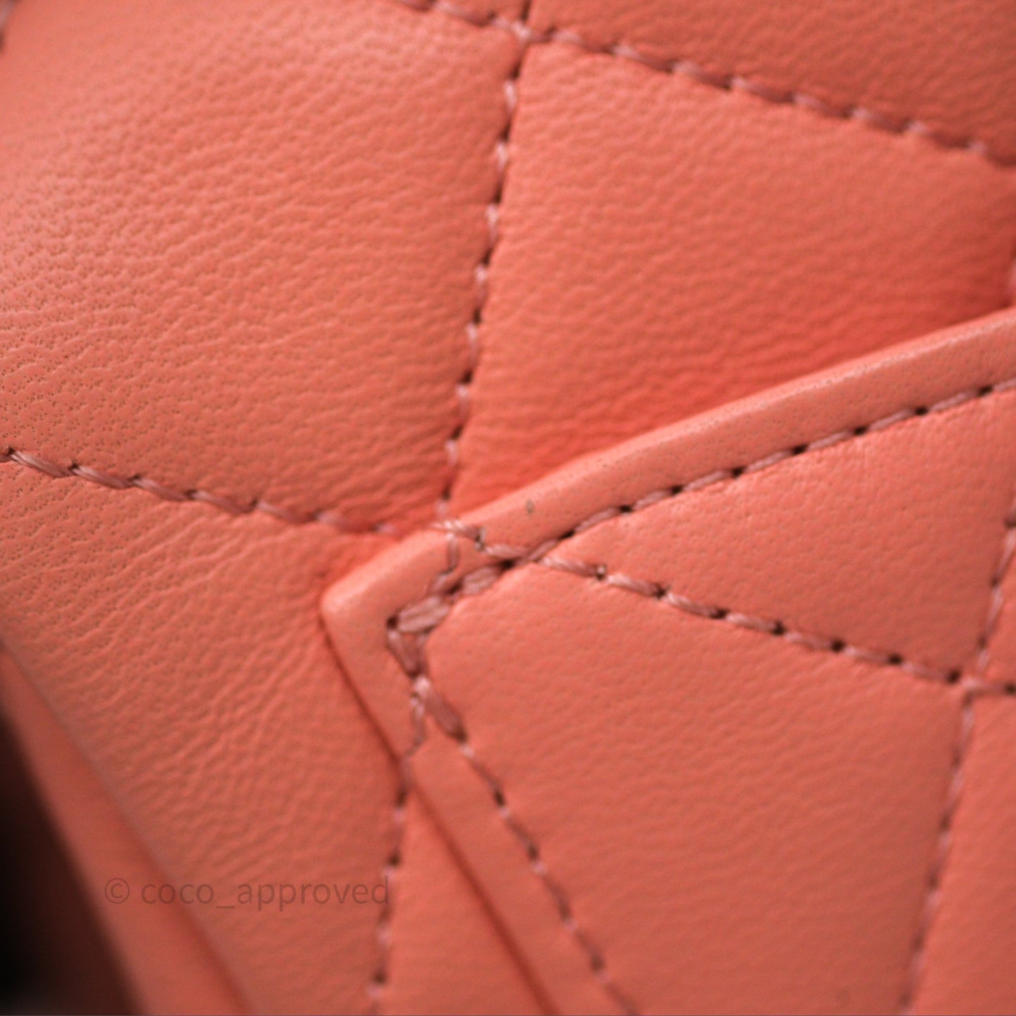 Chanel Pearl Crush Mini Square Quilted Peachy Pink Lambskin Aged Gold Hardware