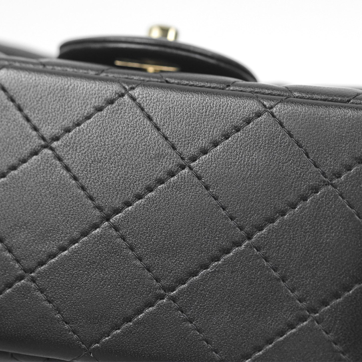Chanel Mini Square Flap Bag Quilted Black Lambskin Gold Hardware