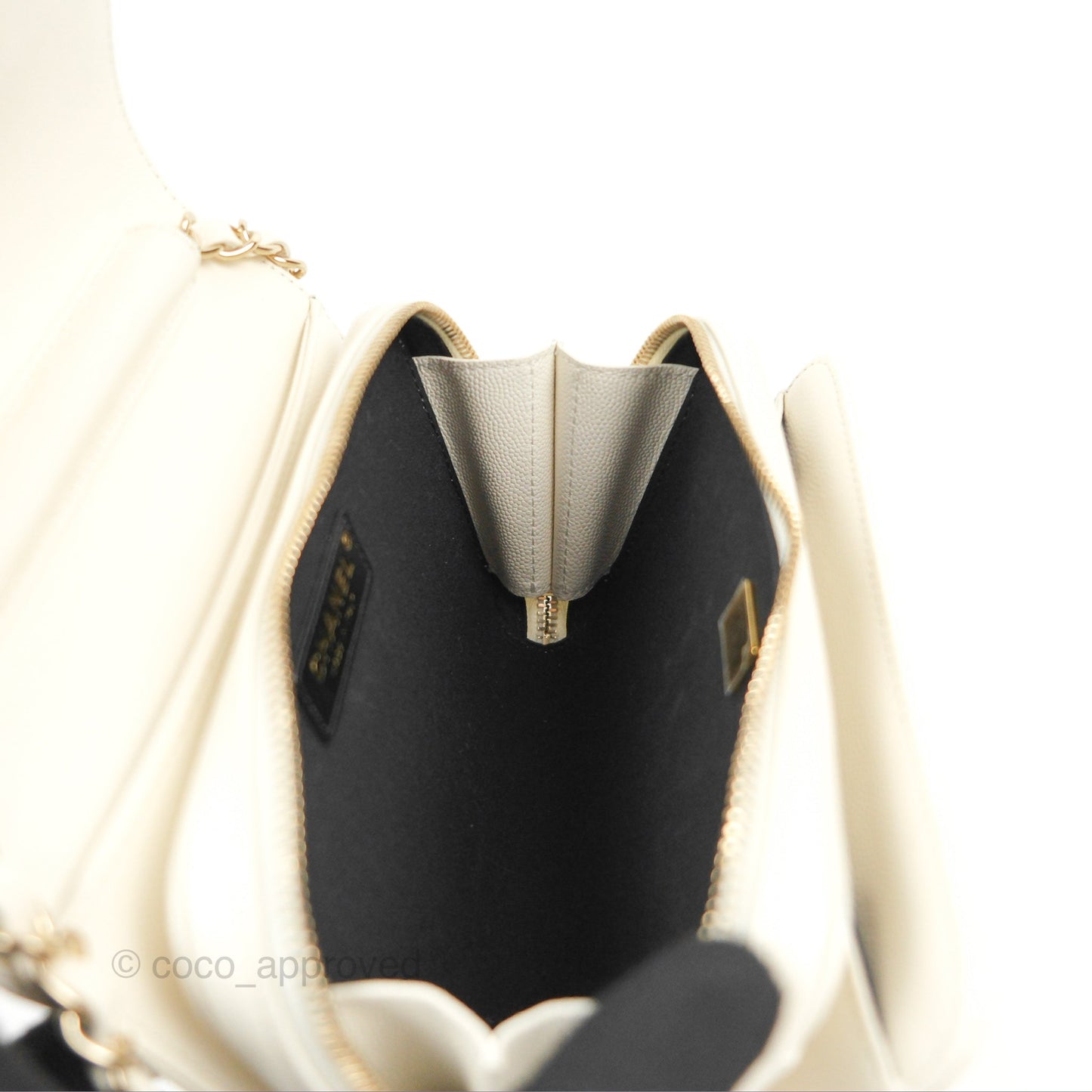 Chanel Quilted Small Like The Wallet Flap Ivory White Caviar Light Gold Hardware 22C