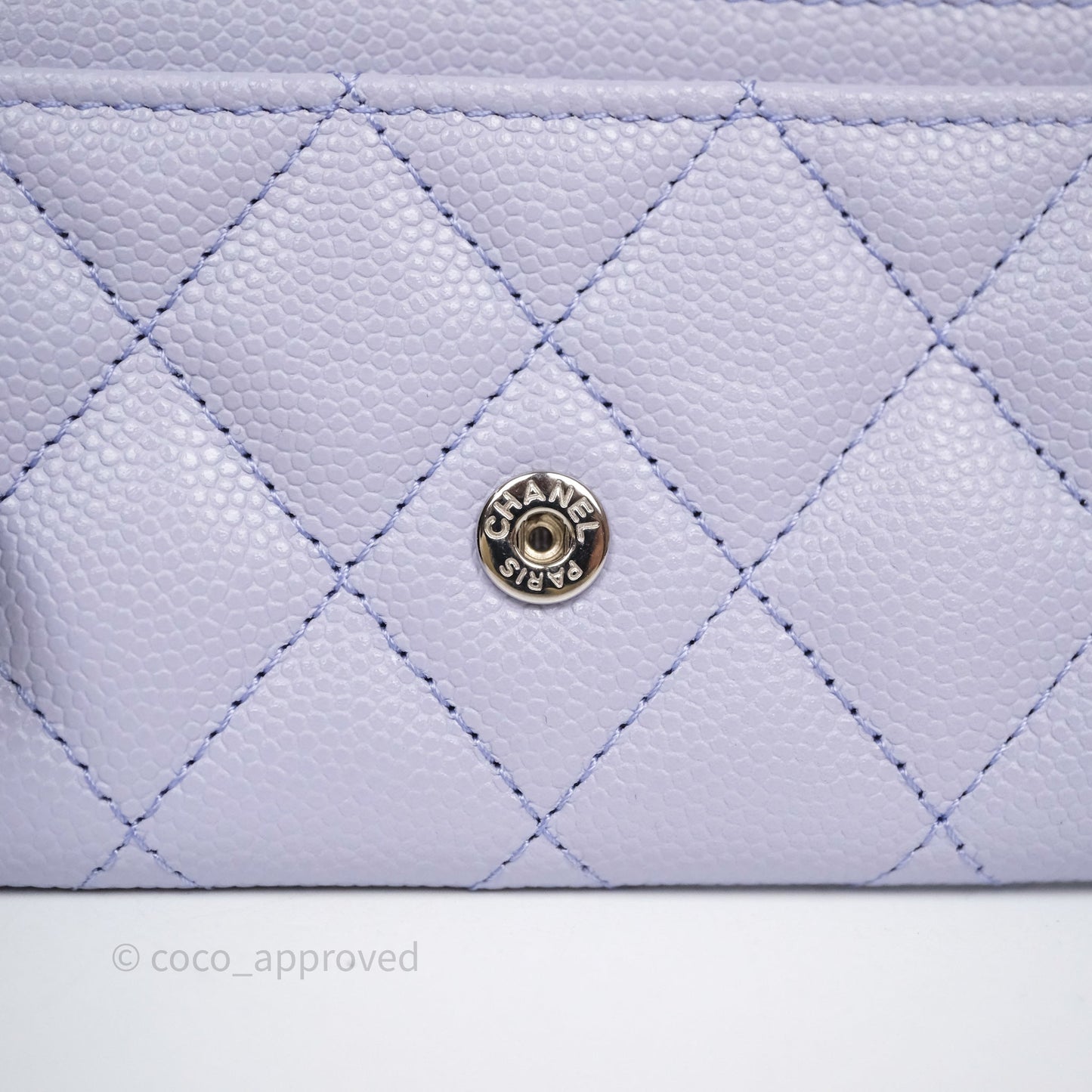 Chanel Quilted Flap Card Holder Lilac Caviar Silver Hardware