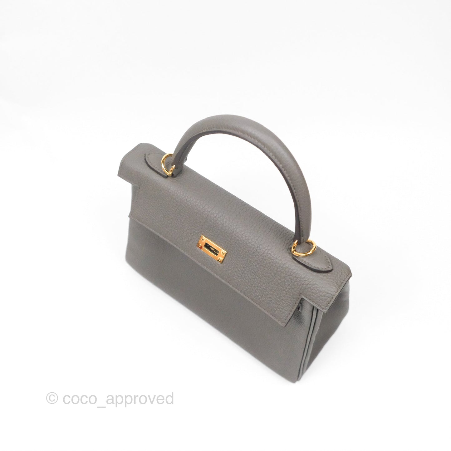 Hermès Kelly 25 Retourne Gris Etain 8F Togo Gold Hardware
