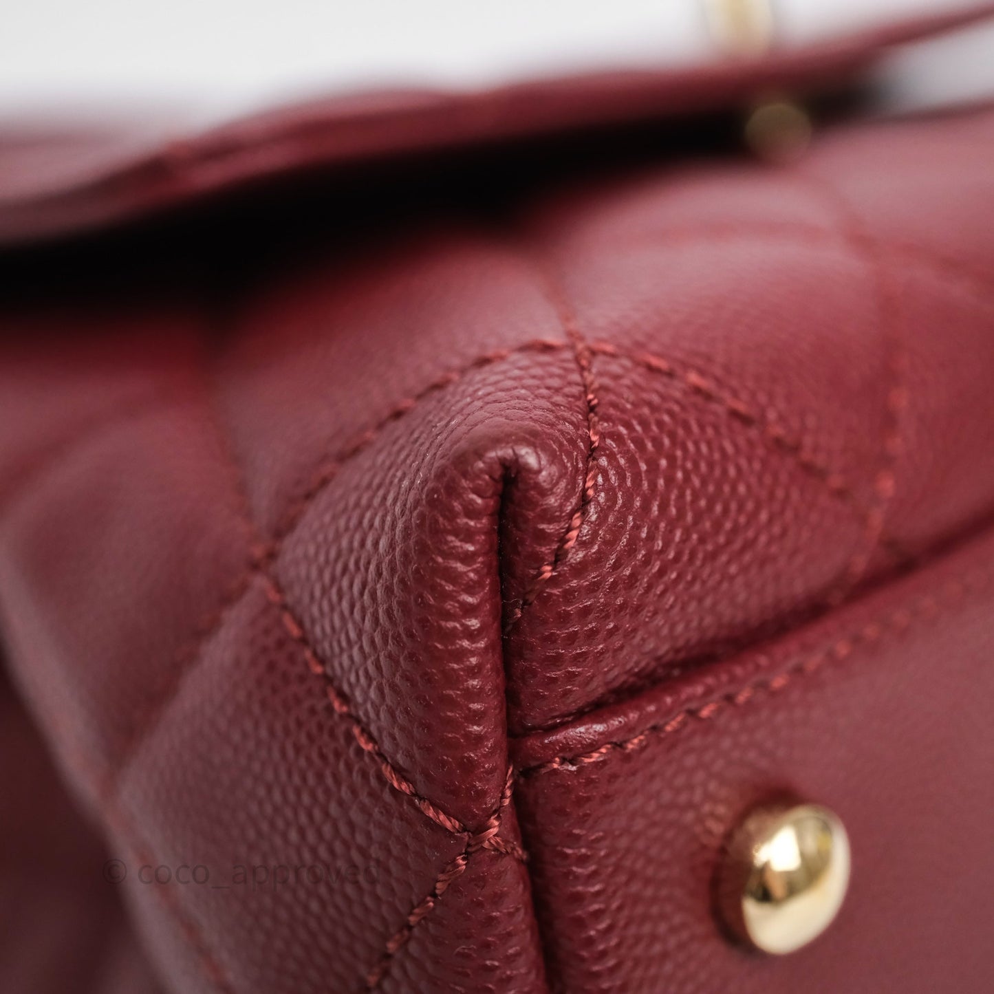 Chanel Small Coco Handle Quilted Red Burgundy Caviar Gold Hardware