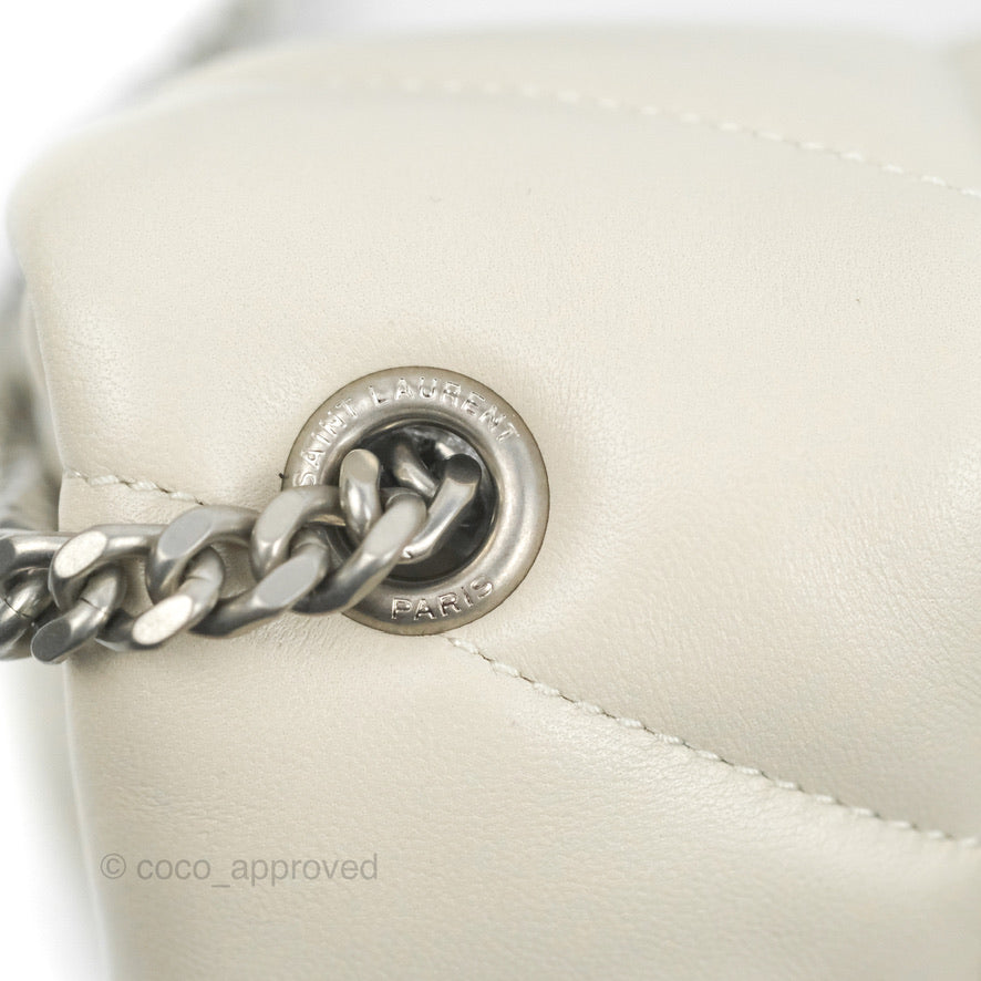 Saint Laurent Puffer Toy Bag Blanc Vintage Lambskin Silver Hardware