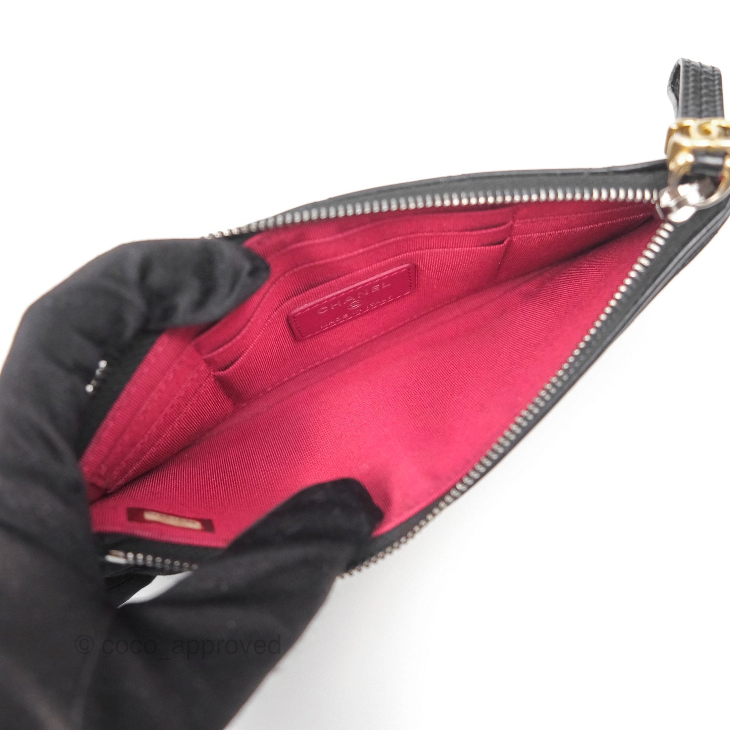Chanel Quilted Gabrielle Zip Pouch Black Calfskin