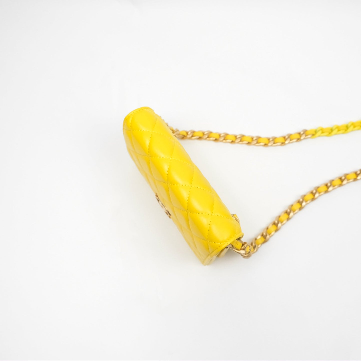 Chanel Lacquered Chain Mini WOC Yellow Lambskin