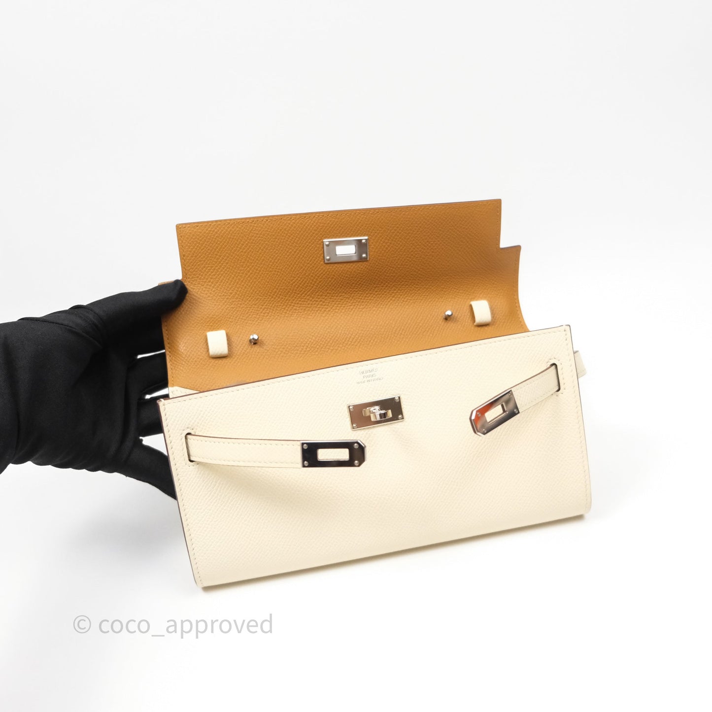 Hermès Kelly To Go Wallet Nata I2/ Sesame 2S Epsom Palladium Hardware