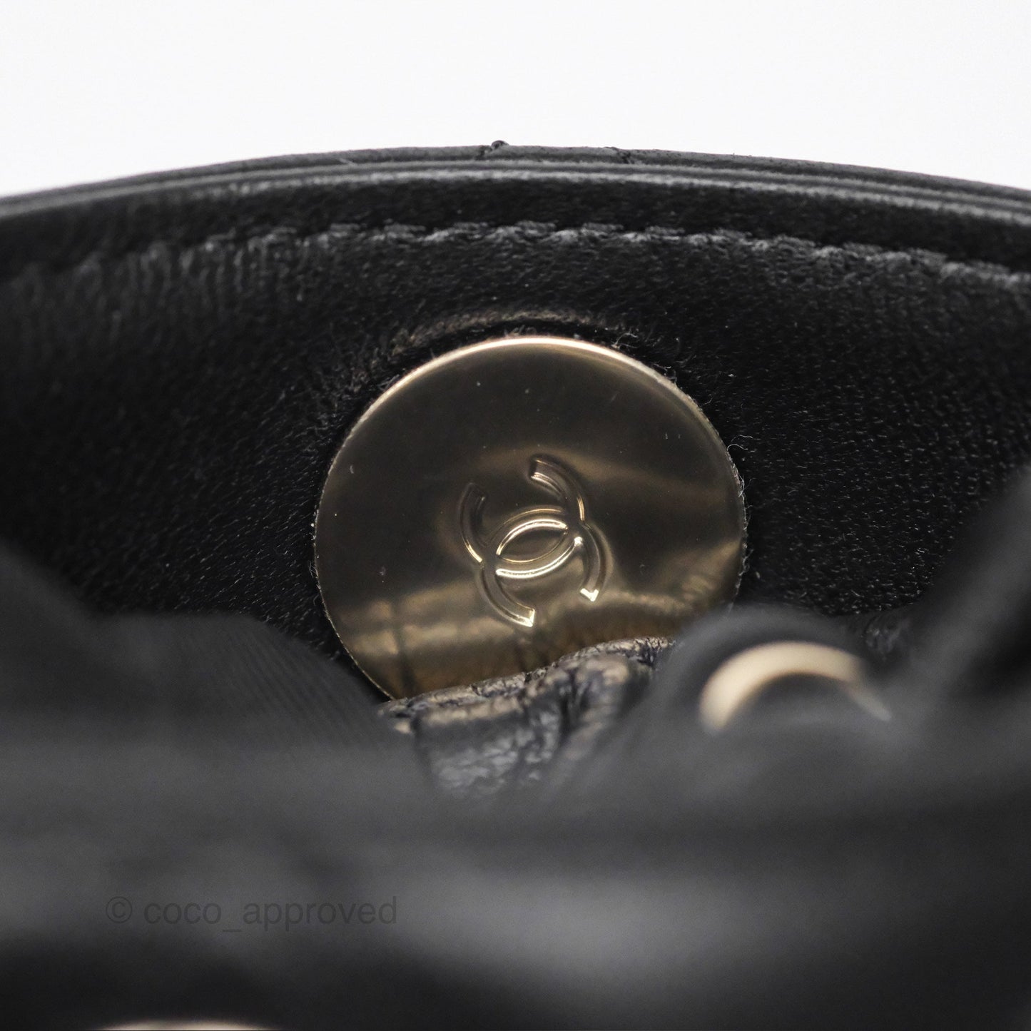Chanel Small Bucket With Chain Black Lambskin Gold Hardware 21A