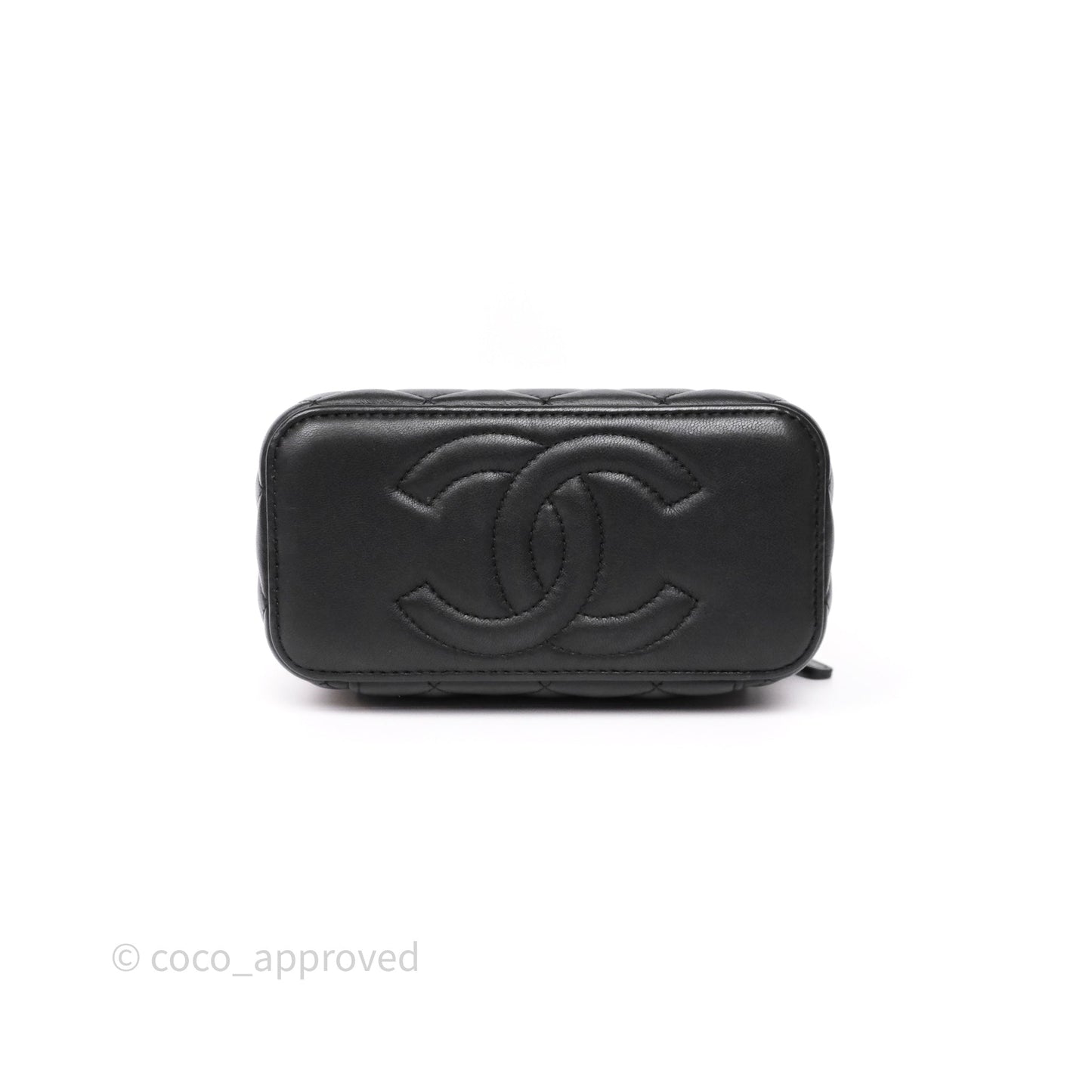 Chanel Crystals Top Handle Vanity Rectangular Black Lambskin Gold Hardware